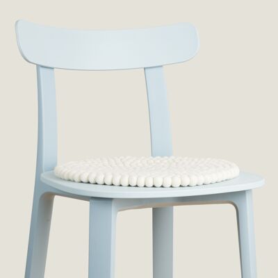 Seat pad felt ball round monocolor - natural white - 36 cm