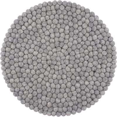 Seat pad felt ball round monocolor - gray mottled - 36 cm