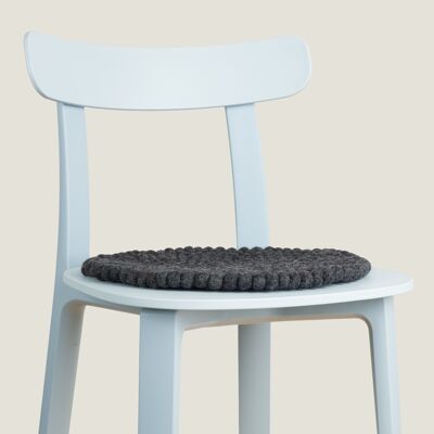 Seat pad felt ball round mono-colored - mottled anthracite - 36 cm