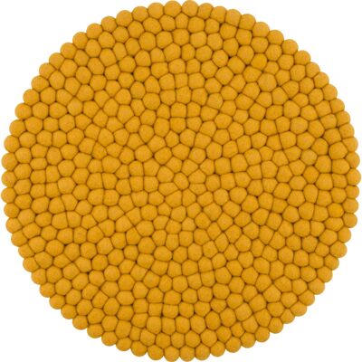 Seat pad felt ball round monocolor - mustard yellow - 36 cm