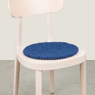 Cojín de asiento bola de fieltro redondo monocolor - azul oscuro - 36 cm