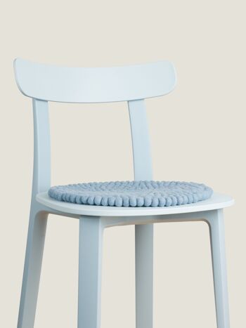 Galette d'assise feutre boule ronde monocolore - bleu clair - 36 cm 2