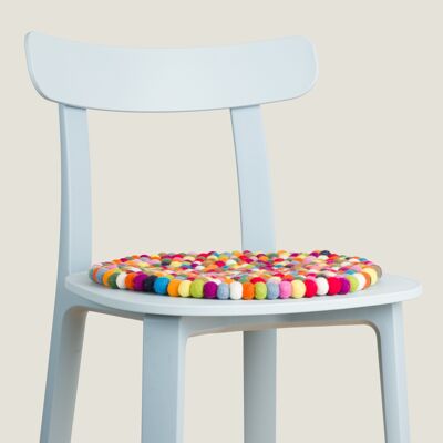 Seat pad felt ball round multicolored - multicolored - 36 cm