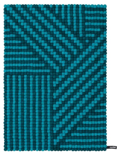 Weave Filzkugelteppich - Türkis / Petrol - 70 x 100 cm