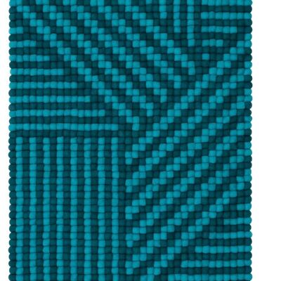 Alfombra tejida de bolas de fieltro - turquesa / verde azulado - 70 x 100 cm