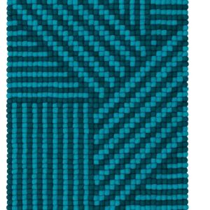 Tapis boule feutre tissage - turquoise / sarcelle - 70 x 100 cm