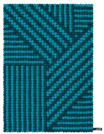 Tapis boule feutre tissage - turquoise / sarcelle - 70 x 100 cm 1