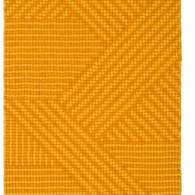 Weave felt ball rug - golden yellow / mustard yellow - 120 x 170 cm