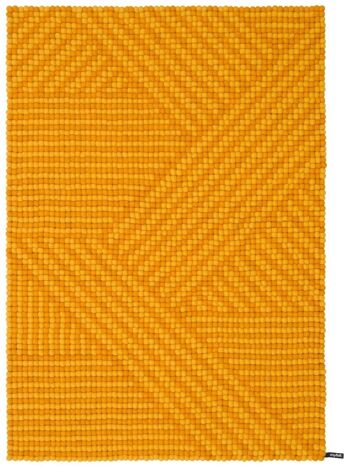 Tapis boule feutre tissage - jaune doré / jaune moutarde - 120 x 170 cm