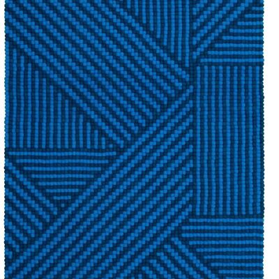Weave felt ball rug - royal blue / ocean blue - 140 x 200 cm
