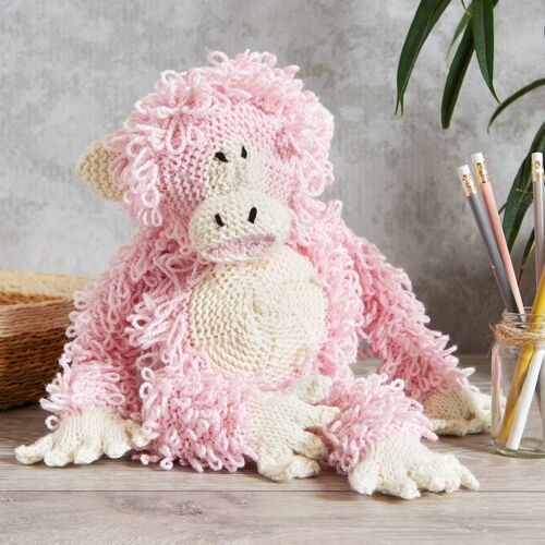 Olivia Orangutan Knitting Kit Baby Pink