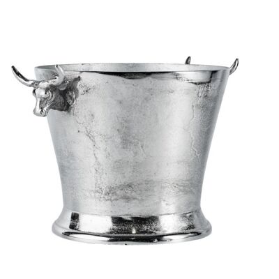 Bottle cooler bull's head silver