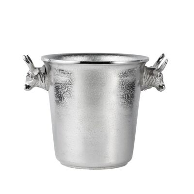 Enfriador de botellas cabeza de toro plata 30 cm