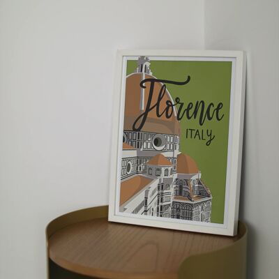 Cathedral of Florence Art Print | Hand lettered Illustration