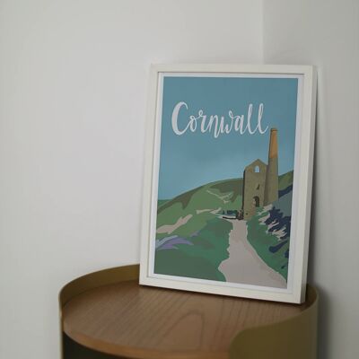 Cornwall Tin Mine Art Print | Hand lettered Illustration