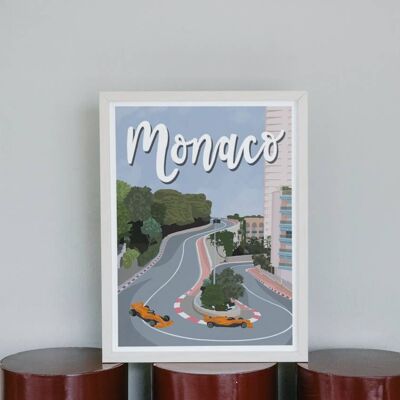 Monaco Ferrari F1 Art Print | Hand lettered Illustration
