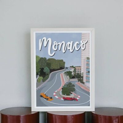 Monaco McLaren F1 Art Print | Hand lettered Illustration