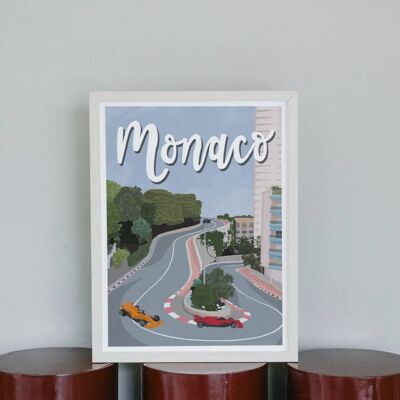 Monaco McLaren F1 Art Print | Hand lettered Illustration