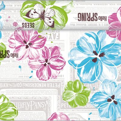 Chemin de table Hello Spring en rose-turquoise en Linclass® Airlaid 40 cm x 4,80 m, 1 pièce