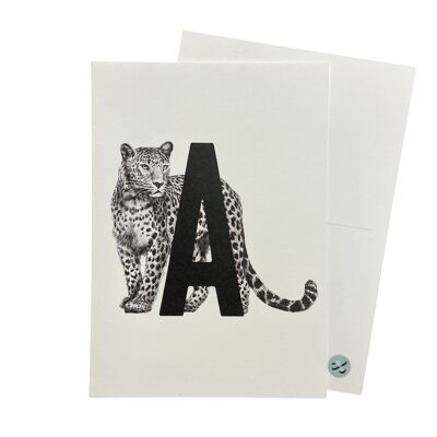 Carte-lettre A avec tigre