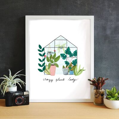 Crazy Plant Lady hand illustrated print