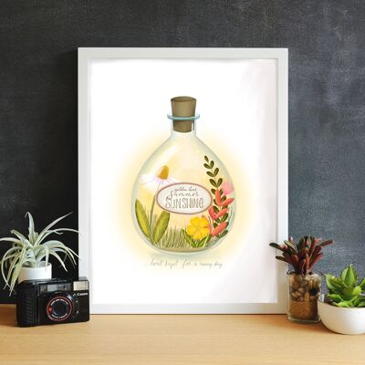 Bottled Summer Sunshine hand illustrated print
