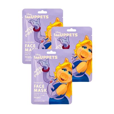 Pack 3 unidades. Mascarilla Facial La Cerdita Piggy. Disney The Muppets.