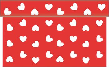 Chemin de table Love en rouge en Linclass® Airlaid 40cm x 4.80m, 1 pièce 1