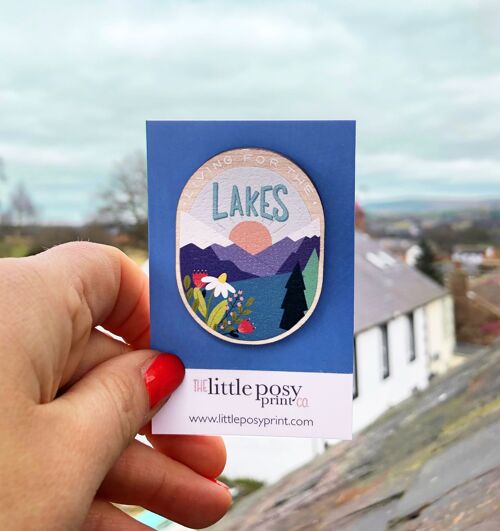 Livin' for the Lakes Lake District Wooden Pin