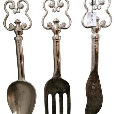 Cutlery wall decoration silver 64 cm