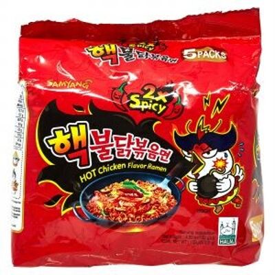 SAMYANG RAMEN HOT CHICKEN SPICY x2 Paquete de 5 (rojo)