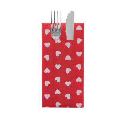 Cutlery napkin Love in red from Linclass® Airlaid 40 x 40 cm, 12 pieces