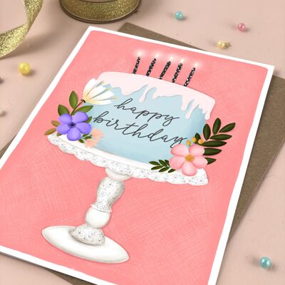 Happy birthday cake birthday card