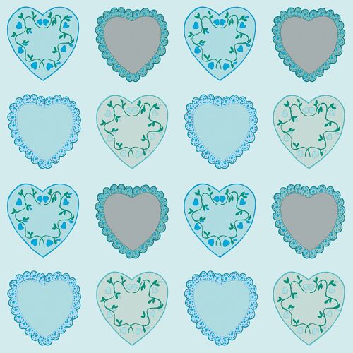Serviette Sweet Love in Blau aus Linclass® Airlaid 40 x 40 cm, 12 Stück