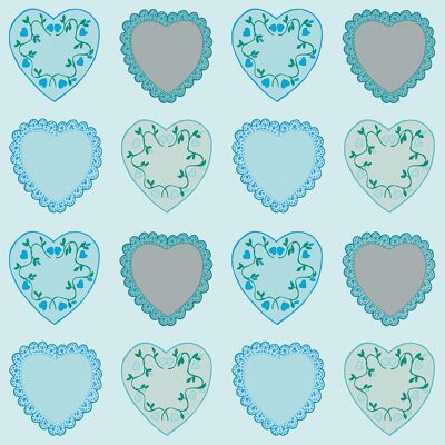 Serviette Sweet Love en bleu de Linclass® Airlaid 40 x 40 cm, 12 pièces
