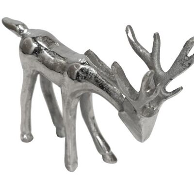 Decorazione cervo metallo argento 25 cm