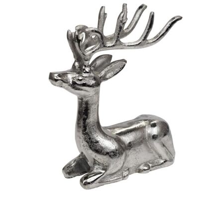 Deer deco metal silver lying 26 cm