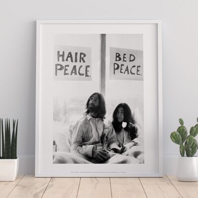 John Lennon und Yoko Ono - Hair Peace. Bett Frieden Kunstdruck