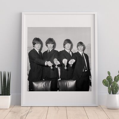 The Beatles - Holding Crosses - 11X14” Premium Art Print