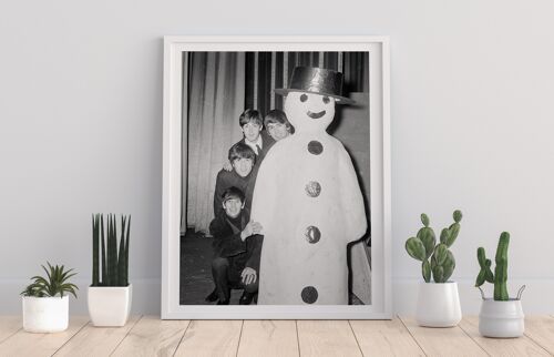 The Beatles With A Snowman - 11X14” Premium Art Print