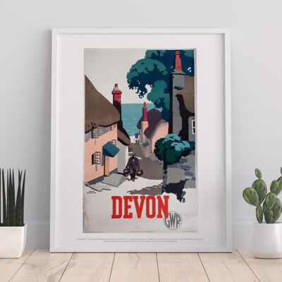 Devon Gwr Alter Mann, der die Straße hinaufgeht – Premium-Kunstdruck