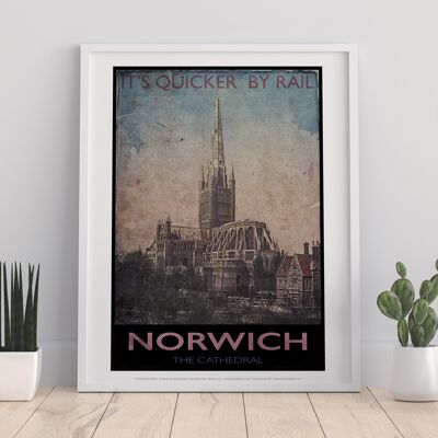 Catedral de Norwich - Impresión de arte premium de 11X14"