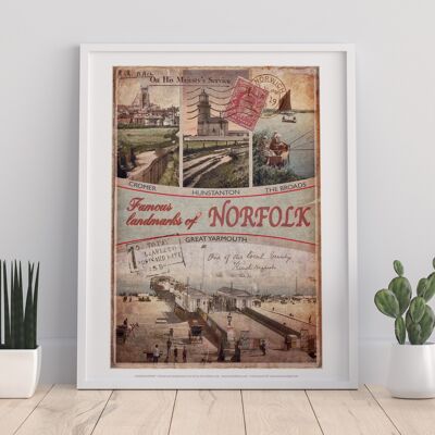 Berühmte Wahrzeichen von Norfolk – Premium-Kunstdruck im Format 11 x 14 Zoll