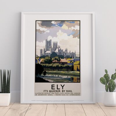 Ely Blick auf die Kathedrale auf der anderen Seite des Flusses – Premium-Kunstdruck