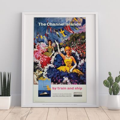 Die Kanalinseln, mit Zug und Schiff - Premium-Kunstdruck