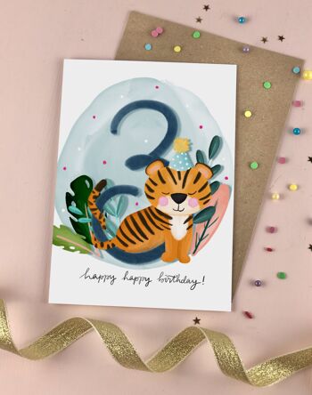 Troisième carte de tigre de l'enfant d'anniversaire 1