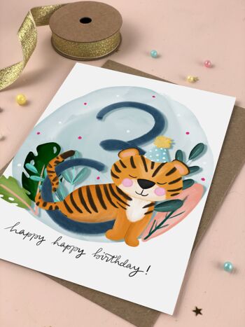 Troisième carte de tigre de l'enfant d'anniversaire 2