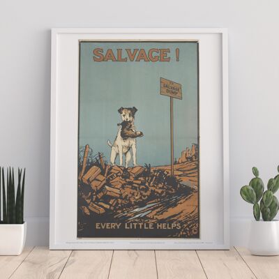 Poster - Dog On Hill, Salvage - 11 X 14" Stampa d'arte premium