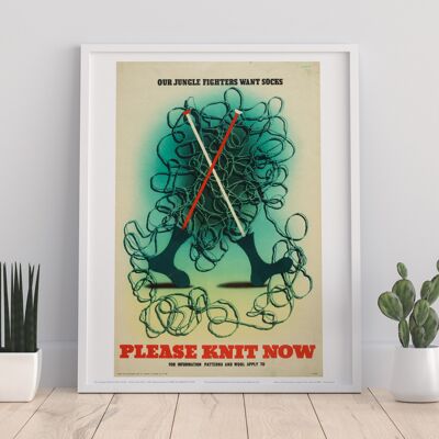 Poster – Please Knit Now – Premium-Kunstdruck im Format 11 x 14 Zoll