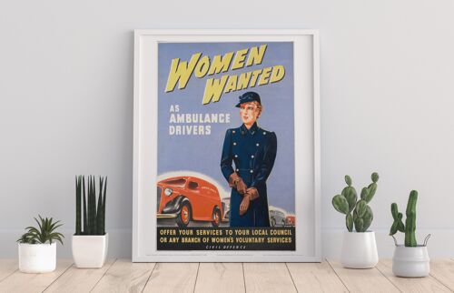 Poster - Women Wnated As Ambulance Drivers - Art Print